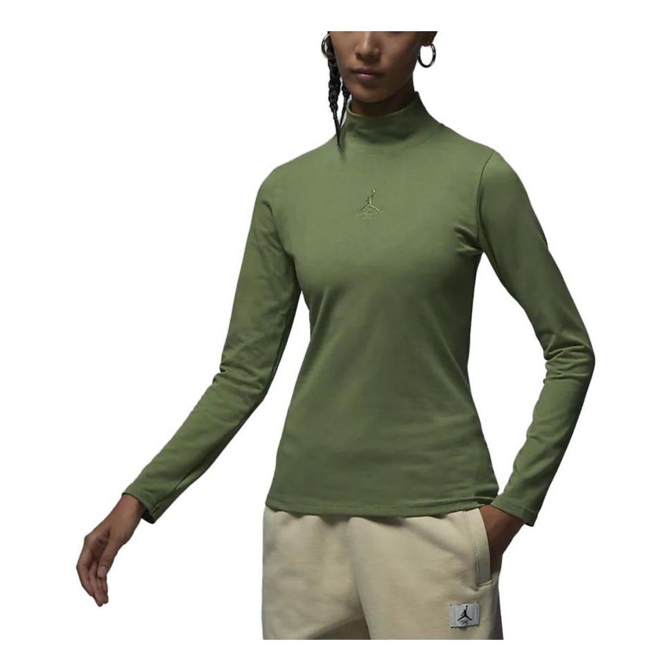 (WMNS) Air Jordan Long-Sleeve Mock Neck Top 'Light Olive Green' FQ8061-340 sold by KicksCrew