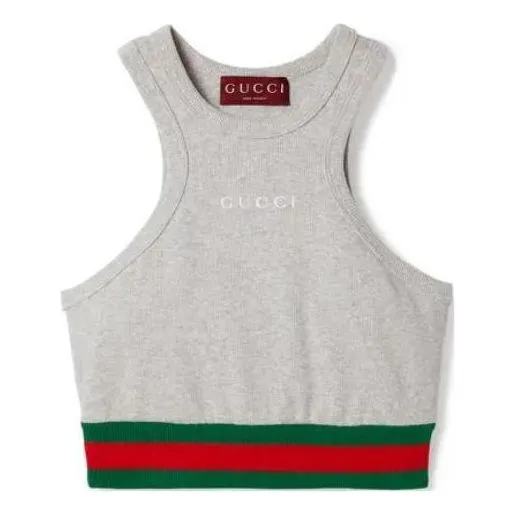 (WMNS) Gucci Cotton Rib Tank Top With Web 'Grey' 785735-XJGK0-1056 sold by KicksCrew