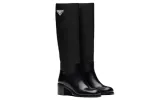 (WMNS) PRADA Black Brushed Leather And Re-nylon Knee Boots 'Black' 1W411M_3LFU_F0002_F_055 sold by KicksCrew