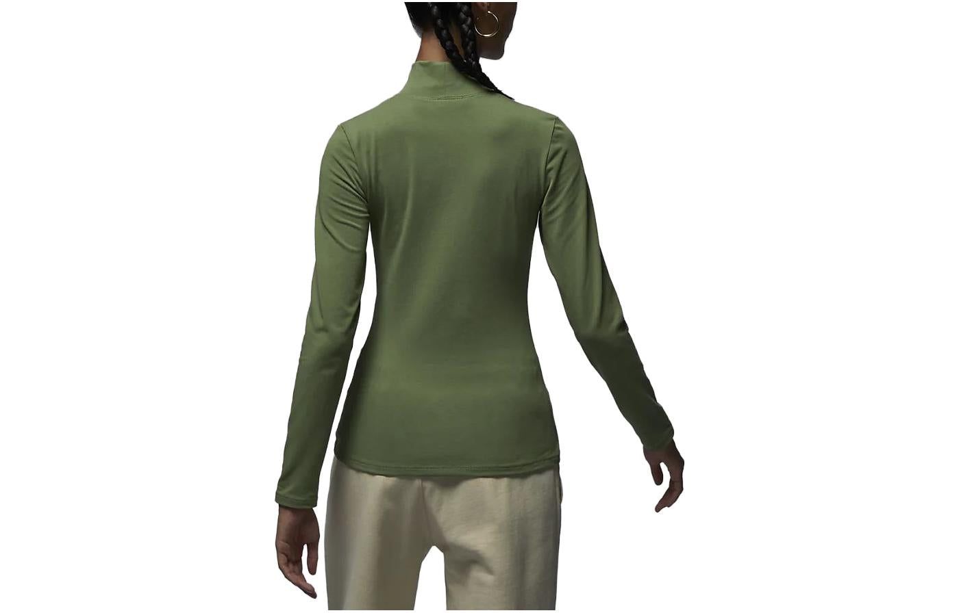 (WMNS) Air Jordan Long-Sleeve Mock Neck Top 'Light Olive Green' FQ8061-340 sold by KicksCrew product image thumbnail 3