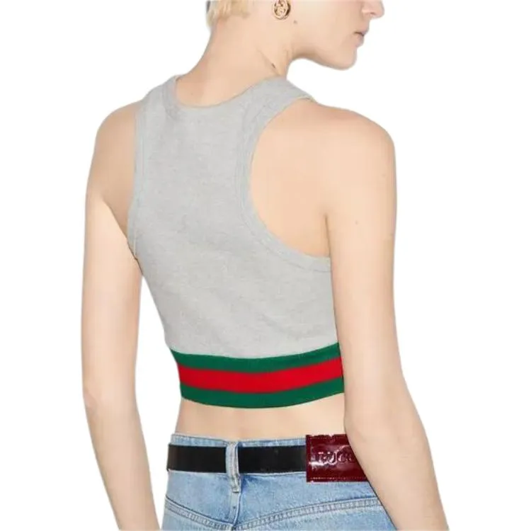 (WMNS) Gucci Cotton Rib Tank Top With Web 'Grey' 785735-XJGK0-1056 sold by KicksCrew product image thumbnail 3