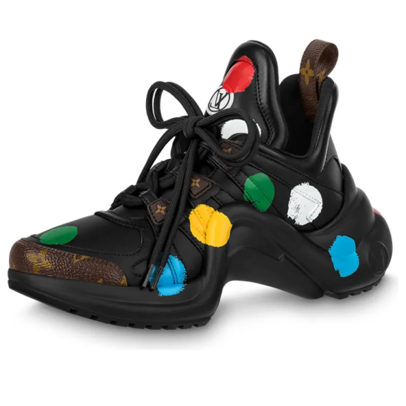 (WMNS) LOUIS VUITTON x YK Academy Archlight Sneakers 'Black with Colorful Dots' 1AB9RS sold by KicksCrew