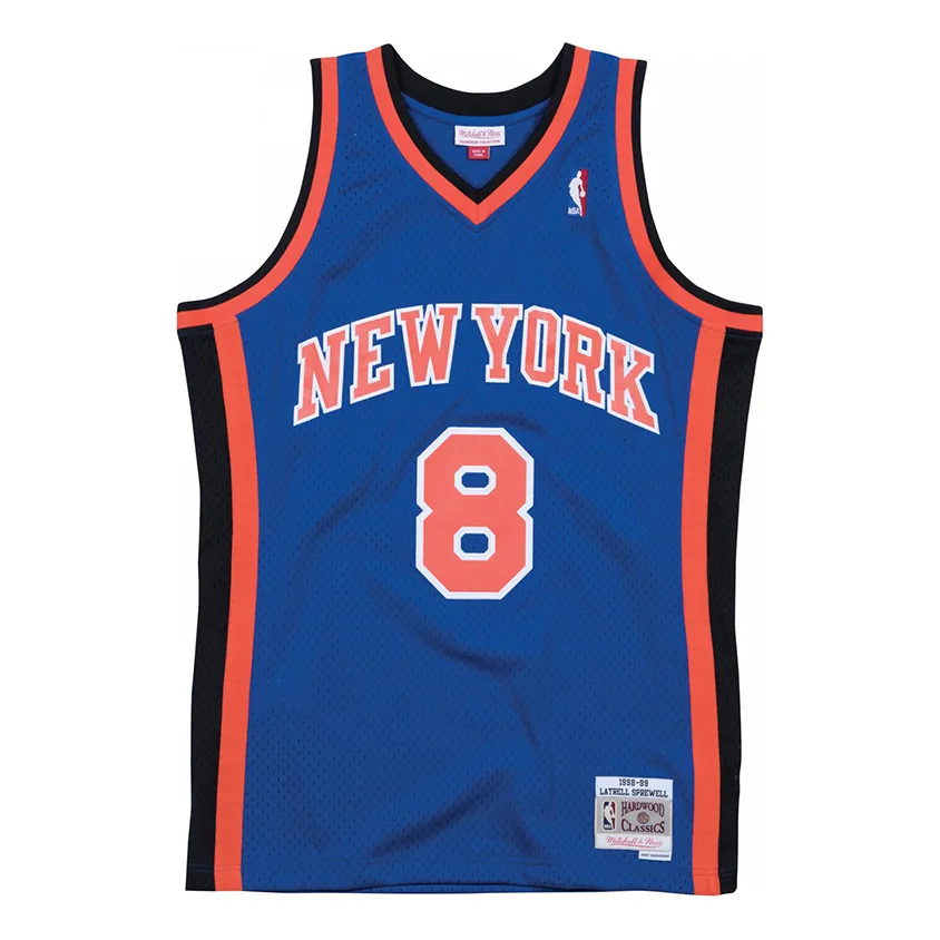 Mitchell & Ness x NBA New York Knicks 1998-99 Road Swingman Jersey 'Latrell Sprewell 8' SMJYAC18055-NYKROYA98LSP sold by KicksCrew