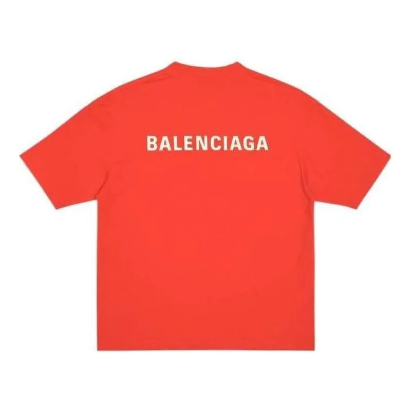 Balenciaga Logo T-Shirt Medium Fit 'Bright Red' 612966TMVF43168 sold by KicksCrew