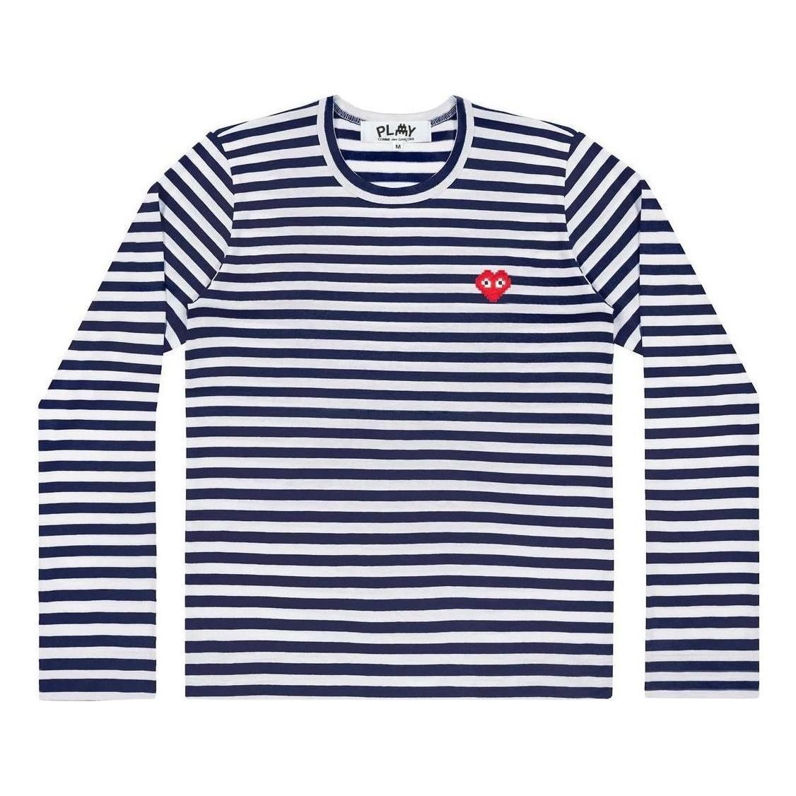 COMME des GARCONS PLAY SPACE INVADERS L/S Striped Red Emblem 'Navy' AZ-T324-051 sold by KicksCrew