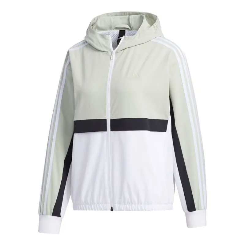 (WMNS) adidas Hooded Jacket 'Green White' GP0621 sold by KicksCrew