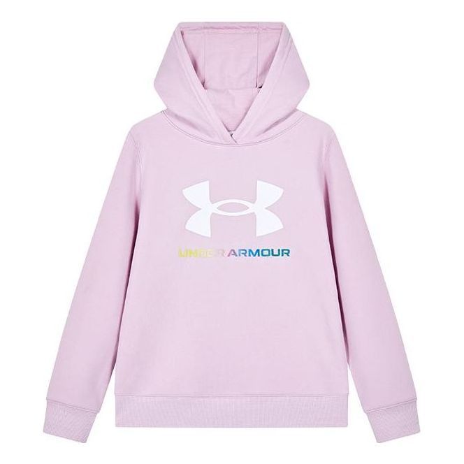 (GS) Under Armour Logo Printed Hoodie 'Pink White' 234203330 sold by KicksCrew