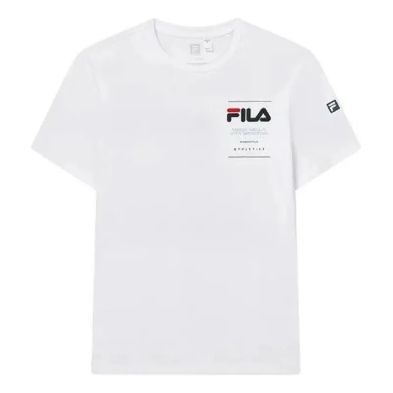 FILA Solid Color Letter Printed T-Shirt 'White' A11M321199B-WT sold by KicksCrew
