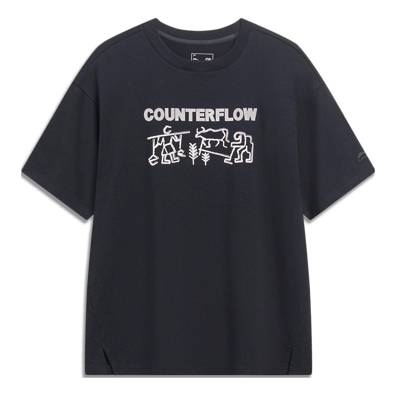 Li-Ning Counterflow Logo T-shirt 'Black' AHST605-4 sold by KicksCrew