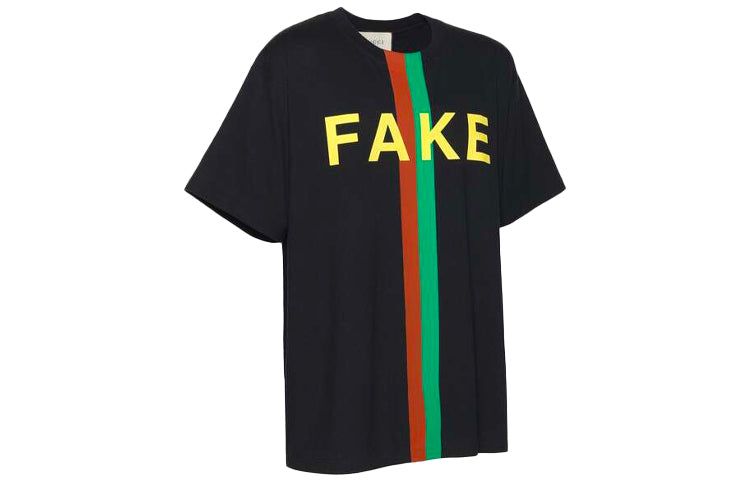 Gucci Fake/Not Print Oversize T-Shirt 'Black' 616036-XJCXX-1082 sold by KicksCrew product image thumbnail 3