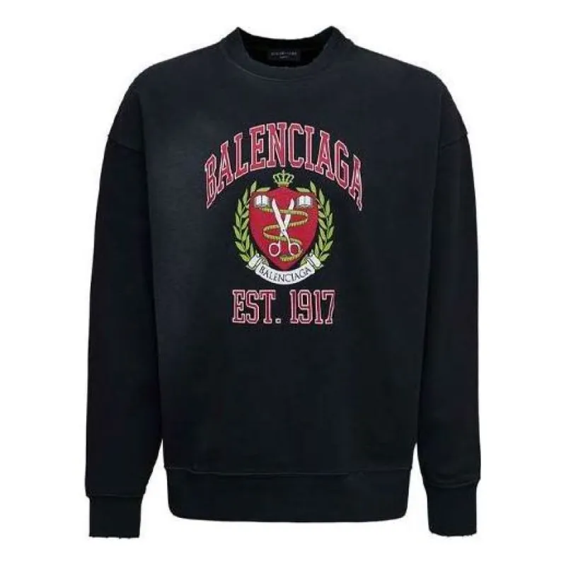 Balenciaga Est. 1917 College Logo Print Crewneck Sweatshirt 'Black' 676629TLV901076 sold by KicksCrew