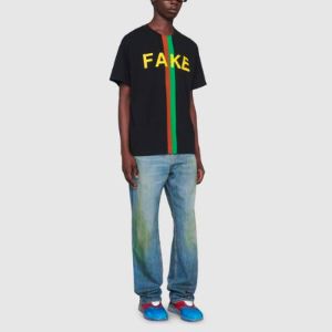 Gucci Fake/Not Print Oversize T-Shirt 'Black' 616036-XJCXX-1082 sold by KicksCrew