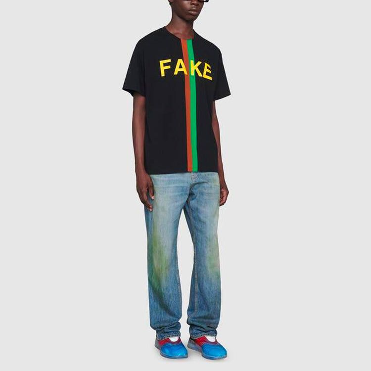 Gucci Fake/Not Print Oversize T-Shirt 'Black' 616036-XJCXX-1082 sold by KicksCrew product image thumbnail 7