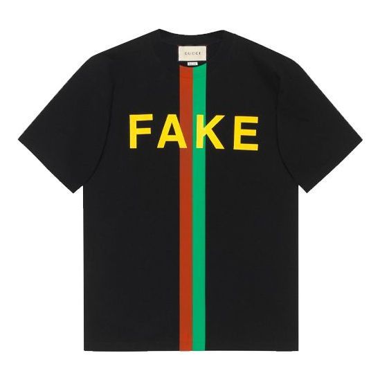 Gucci Fake/Not Print Oversize T-Shirt 'Black' 616036-XJCXX-1082 sold by KicksCrew