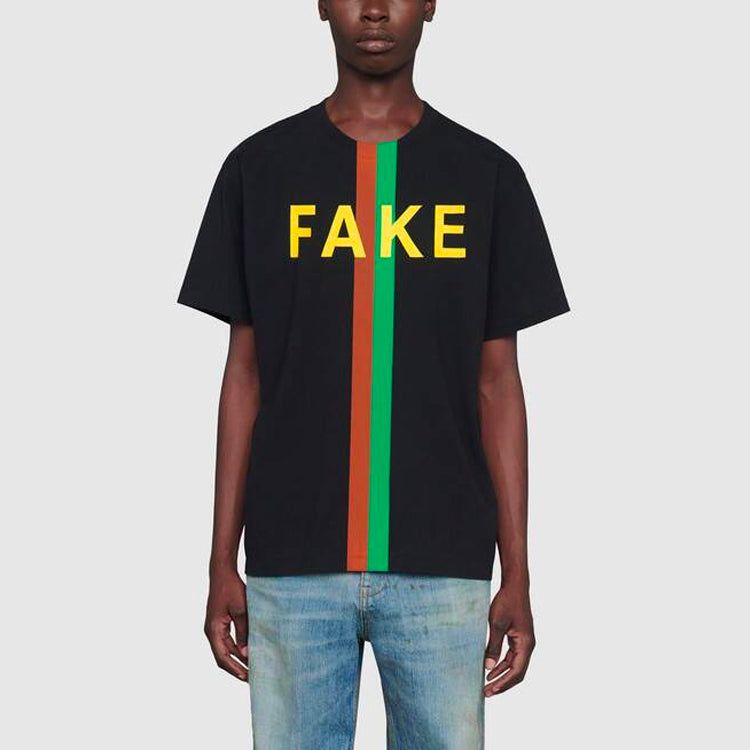 Gucci Fake/Not Print Oversize T-Shirt 'Black' 616036-XJCXX-1082 sold by KicksCrew product image thumbnail 5