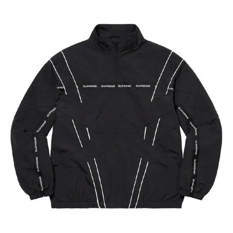 Supreme Cross Paneled Track Jacket 'Black White' SUP-SS21-587 sold by KicksCrew