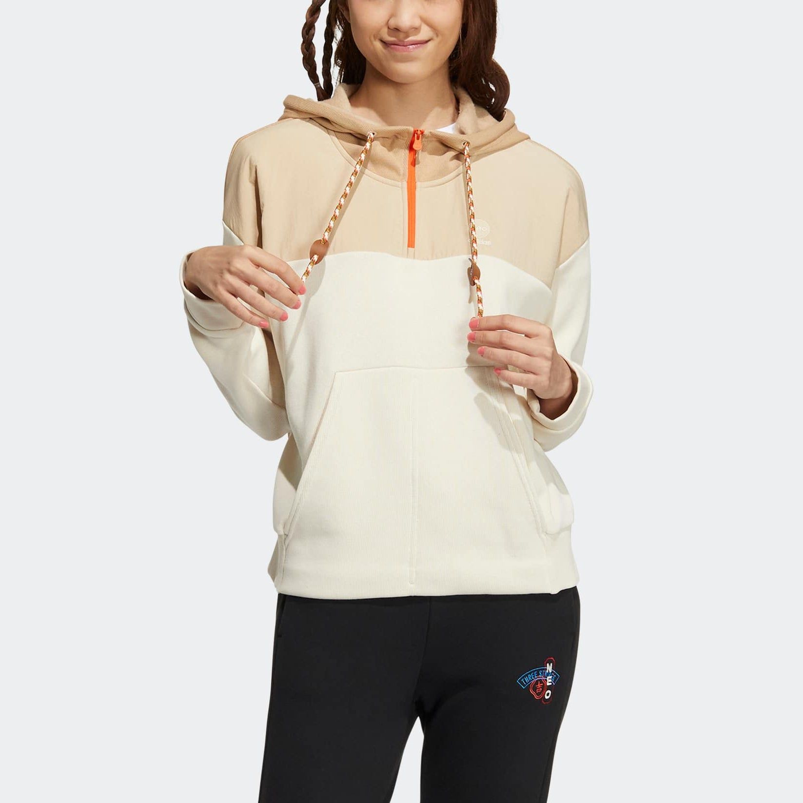 (WMNS) Adidas Neo Util Hoodies 'White Beige' HN2342 sold by KicksCrew product image thumbnail 2