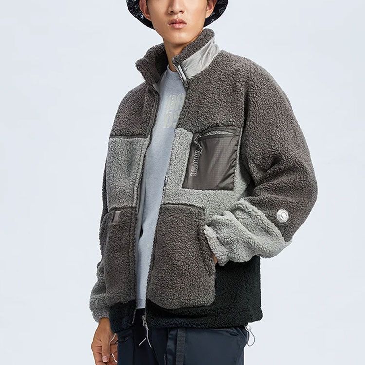 Li-Ning BadFive Logo Color Block Polar Fleece Jacket 'Grey' AFDR703-5 sold by KicksCrew product image thumbnail 3