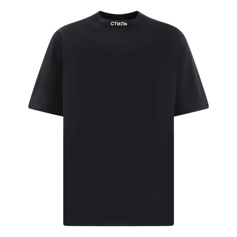 HERON PRESTON Fw22 Logo-Patch Cotton T-shirt 'Black' HMAA034C99JER0011001 sold by KicksCrew