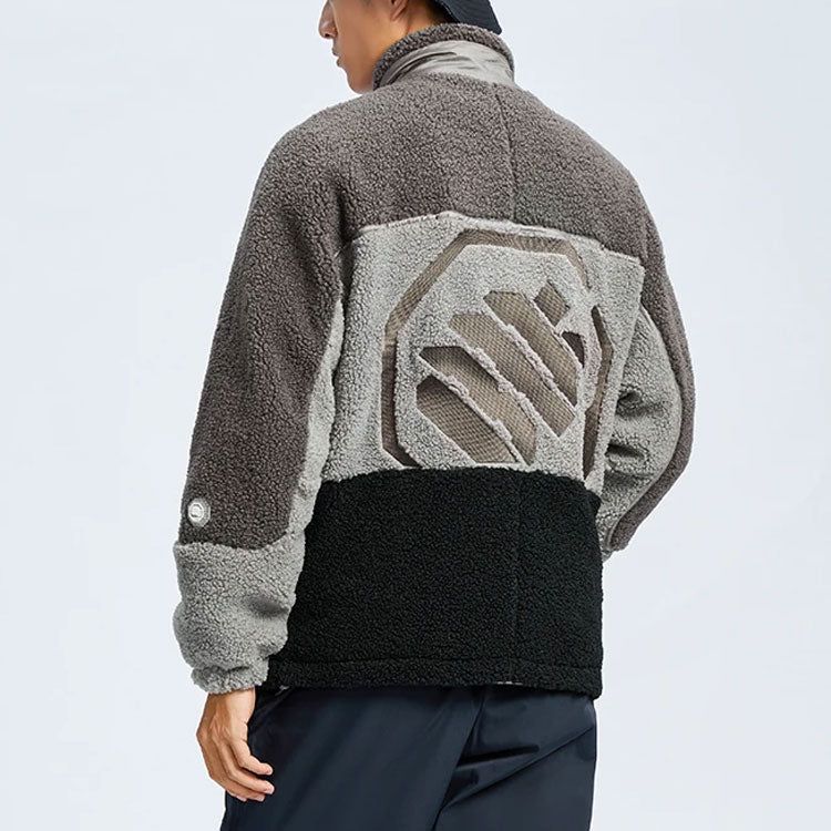 Li-Ning BadFive Logo Color Block Polar Fleece Jacket 'Grey' AFDR703-5 sold by KicksCrew product image thumbnail 4
