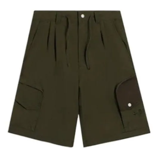 Li-Ning Embroidered Logo Shorts 'Dark Olive Green' AKSS077-3 sold by KicksCrew