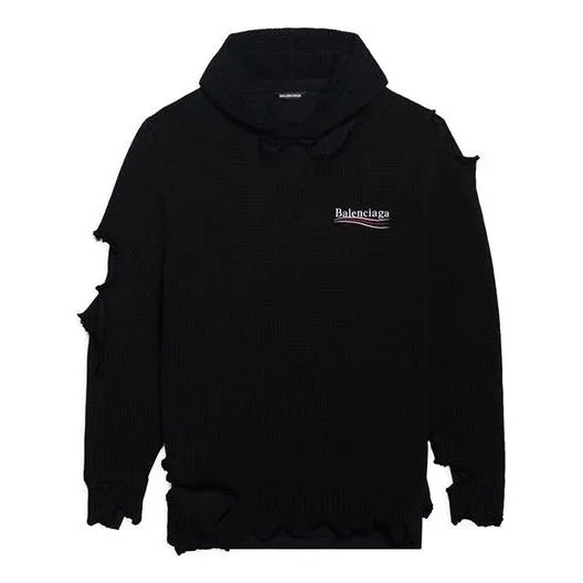 Balenciaga Political Campaign Destroyed Hoodie 'Black' 662718T32121069 sold by KicksCrew