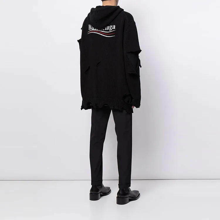 Balenciaga Political Campaign Destroyed Hoodie 'Black' 662718T32121069 sold by KicksCrew product image thumbnail 5