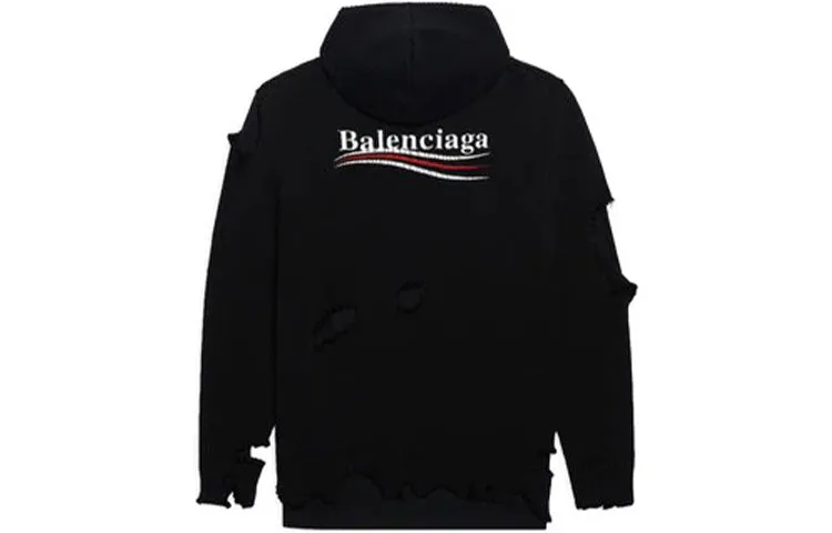 Balenciaga Political Campaign Destroyed Hoodie 'Black' 662718T32121069 sold by KicksCrew product image thumbnail 2