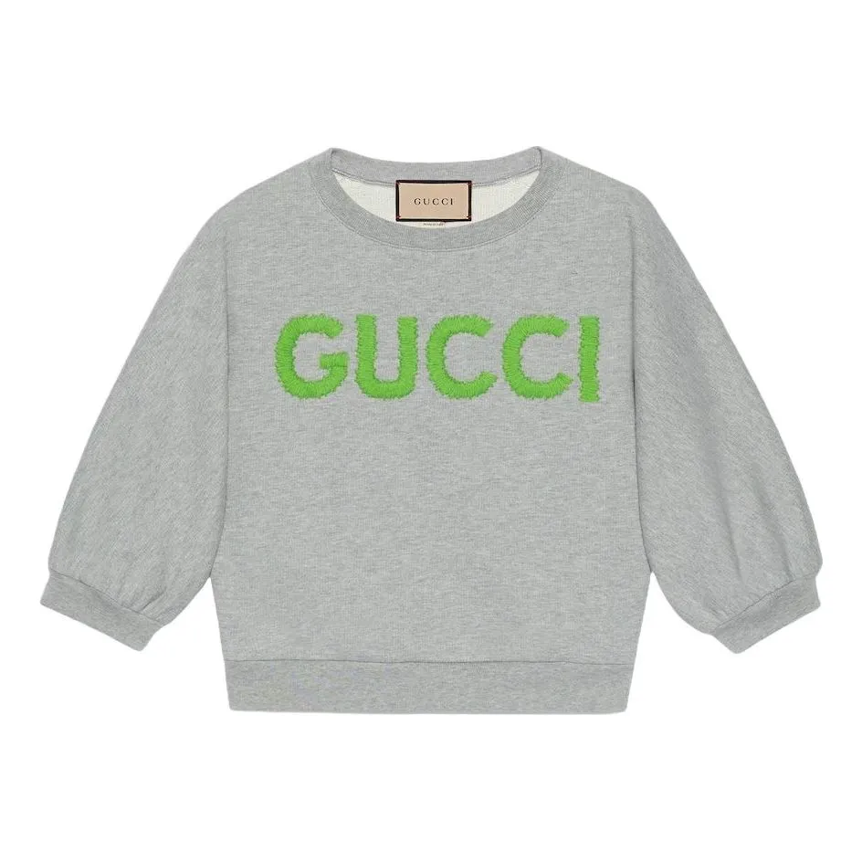(WMNS) Gucci Cotton Jersey Cropped Sweatshirt 'Grey' 768125-XJGDP-1056 sold by KicksCrew