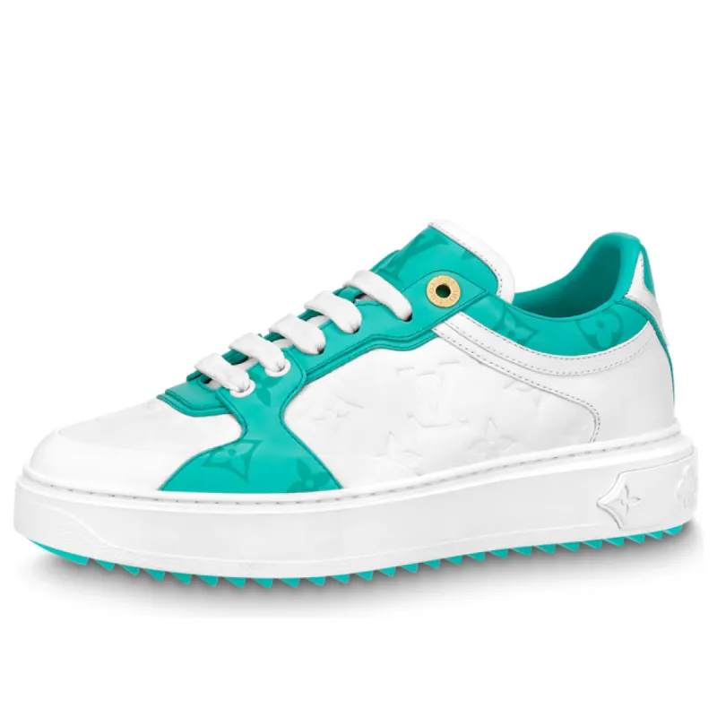 (WMNS) LOUIS VUITTON Time Out Sneakers 'White and Teal Monogram' 1AB349 sold by KicksCrew