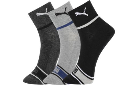 PUMA Sport Sock 3 Pack 'Black Grey White Blue' 701223917-003 sold by KicksCrew