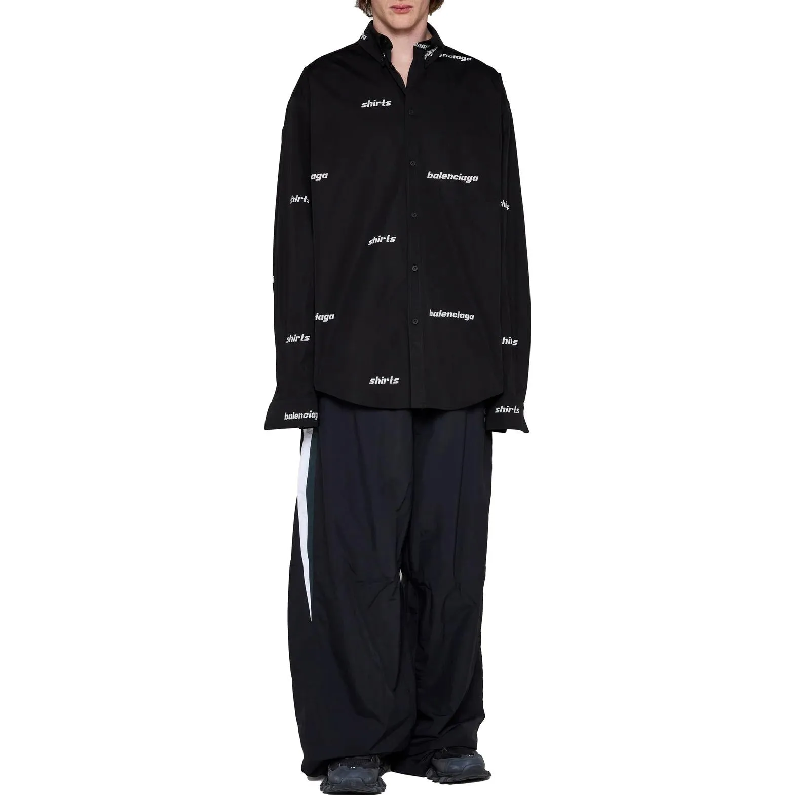 Balenciaga Logo Print Cotton Shirt 'Black' 662983TOL651070 sold by KicksCrew product image thumbnail 2