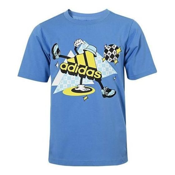 (GS)Adidas Cotton T-Shirt 'Blue' HM5196 sold by KicksCrew