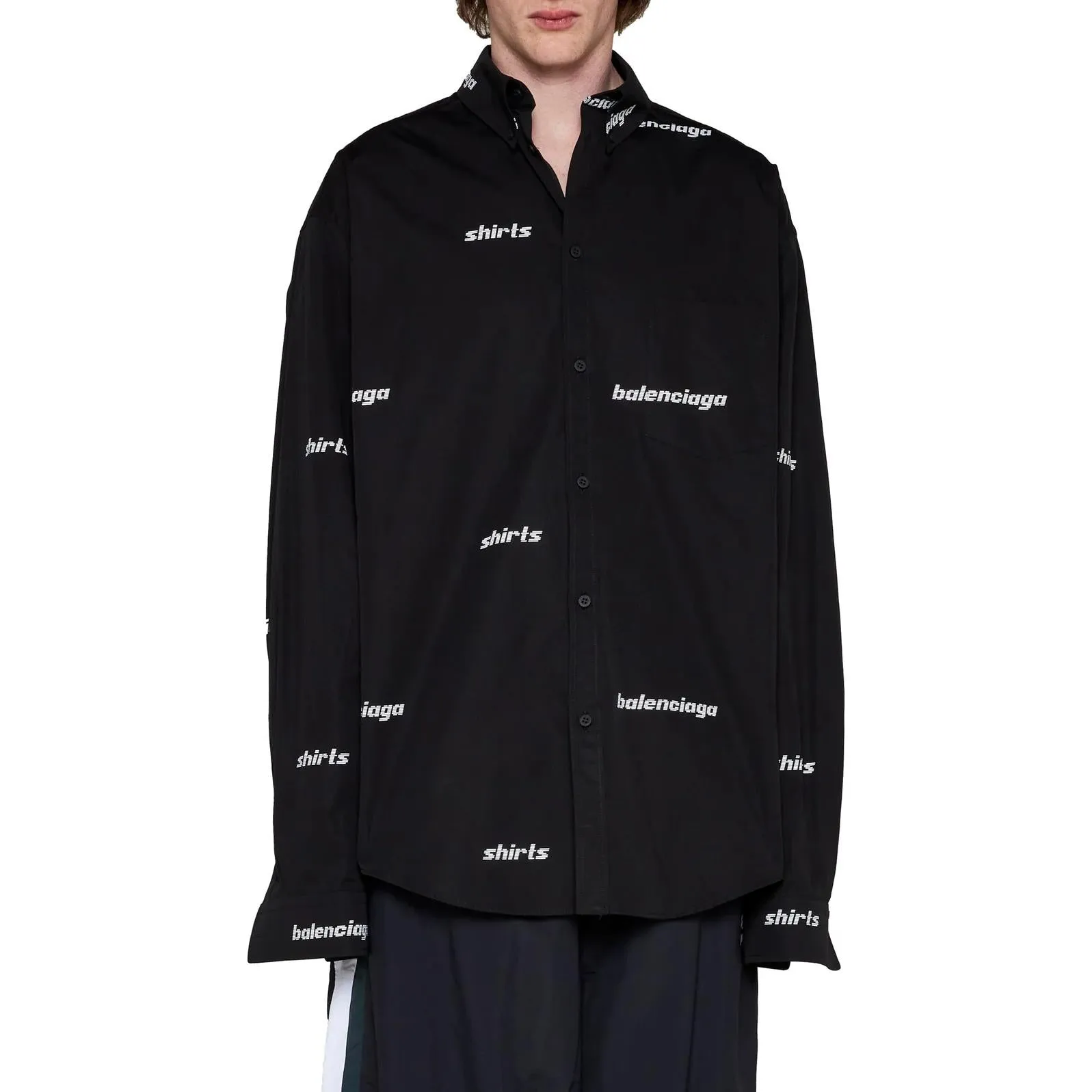 Balenciaga Logo Print Cotton Shirt 'Black' 662983TOL651070 sold by KicksCrew product image thumbnail 3