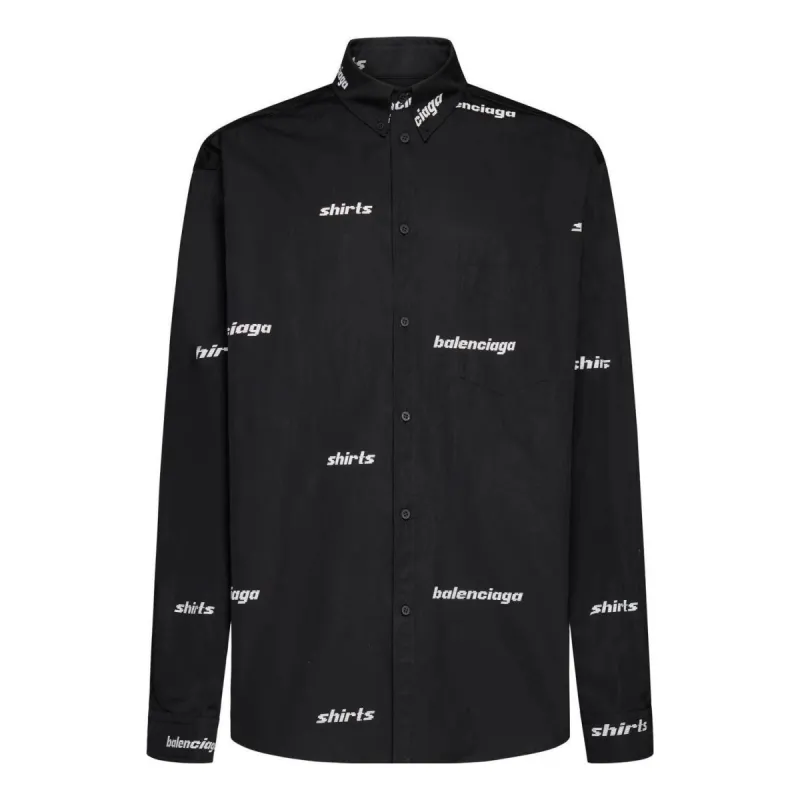 Balenciaga Logo Print Cotton Shirt 'Black' 662983TOL651070 sold by KicksCrew