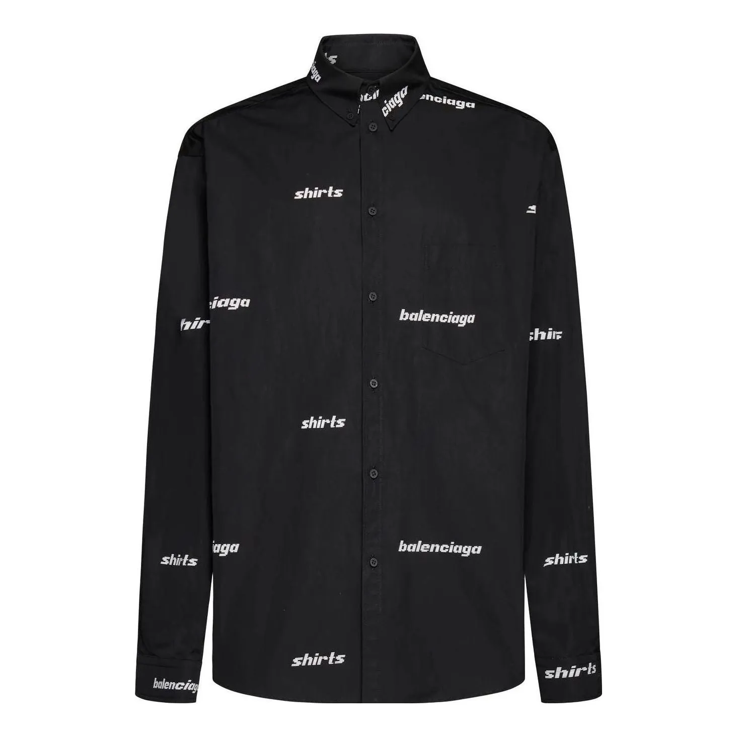Balenciaga Logo Print Cotton Shirt 'Black' 662983TOL651070 sold by KicksCrew