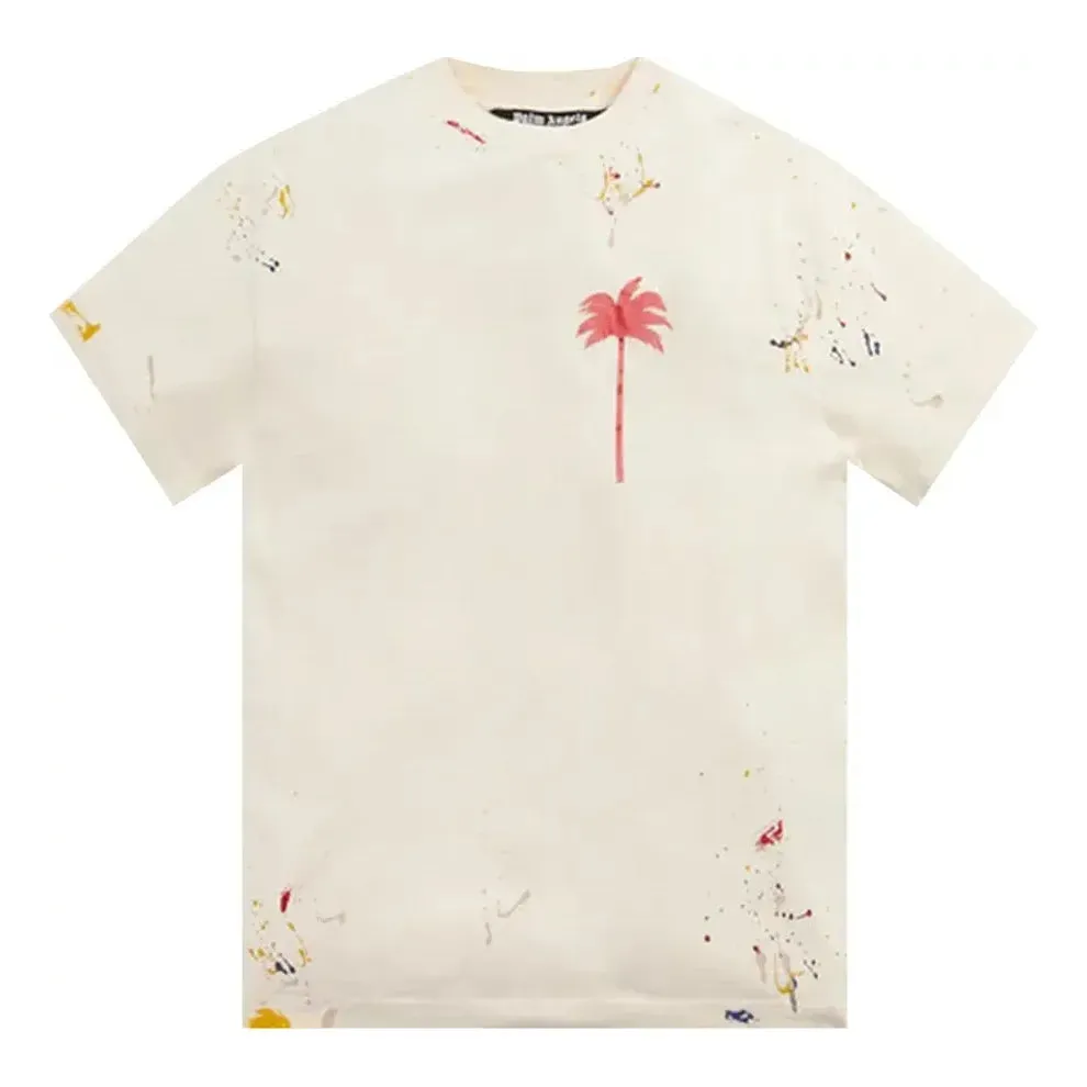 Palm Angels Palm Tree Painted T-shirt 'Off White Red' PMAA001S22JER0030325 sold by KicksCrew