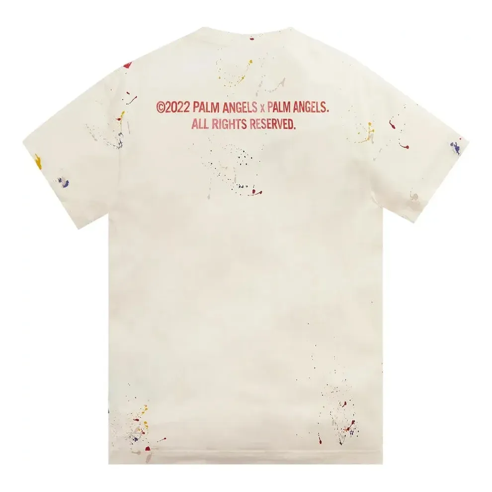 Palm Angels Palm Tree Painted T-shirt 'Off White Red' PMAA001S22JER0030325 sold by KicksCrew product image thumbnail 2