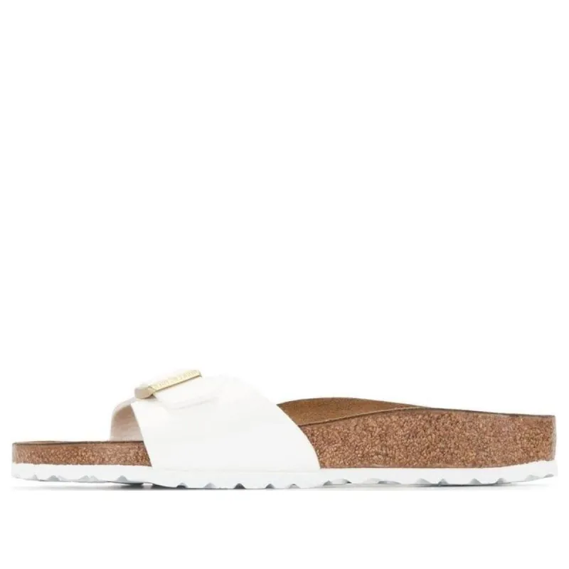 Birkenstock Madrid Birko-Flor Patent Narrow Fit Sandals 'Patent White' 1005310 sold by KicksCrew