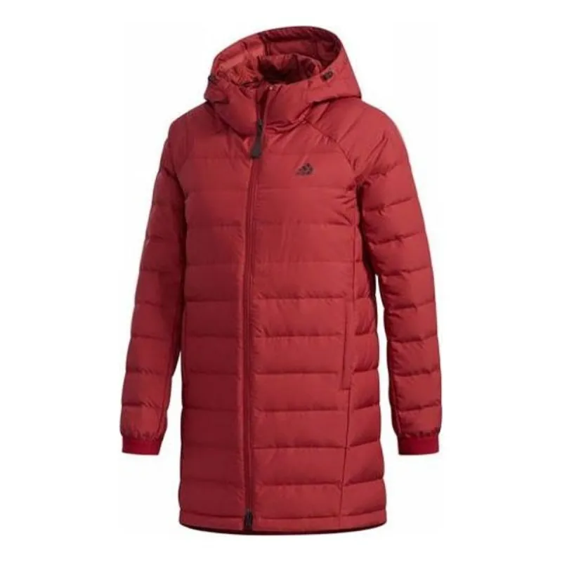 (WMNS) adidas Long Down Jacket 'Red' DM1957 sold by KicksCrew