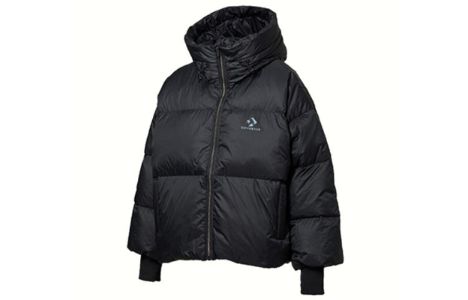 (WMNS) Converse Short Down Fill Puffer Hooded Jacket 'Black' 10019326-A03 sold by KicksCrew
