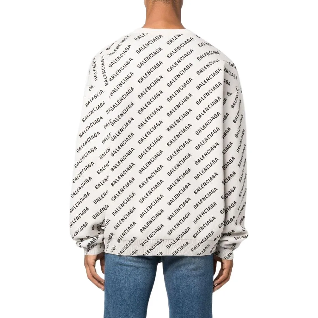 Balenciaga All Over Logo Crewneck Sweater 'White Black' 702952T32339054 sold by KicksCrew product image thumbnail 3