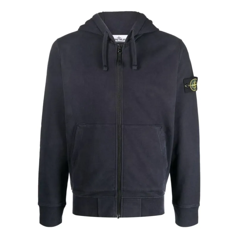 STONE ISLAND Brushed Cotton Full Zip Jacket 'Navy' 771564220-V0020 sold by KicksCrew
