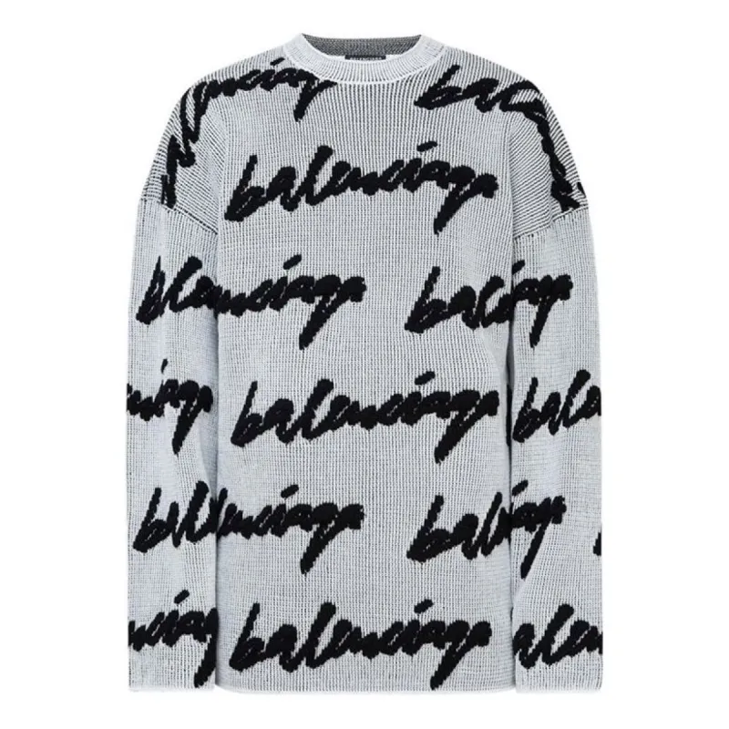 Balenciaga 3D Scribble Crewneck Cotton Knit 'White' 625985T31809040 sold by KicksCrew