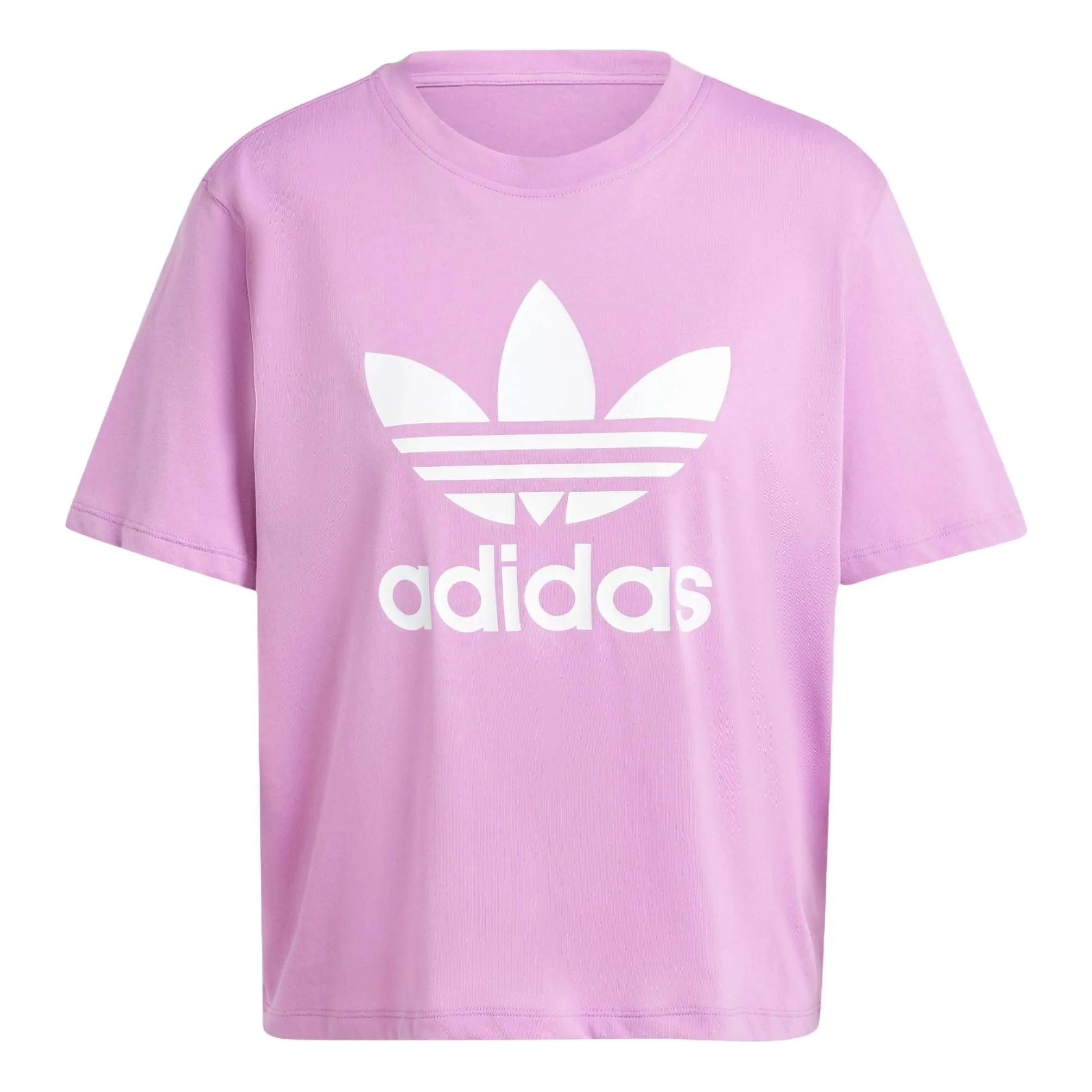 (WMNS) adidas Adicolor Trefoil Boxy T-shirt Asia Sizing 'Preloved Purple' IY4684 sold by KicksCrew