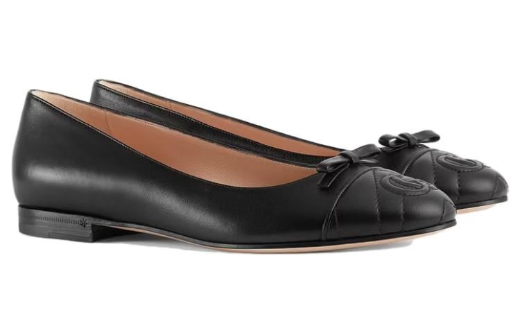 (WMNS) GUCCI Ballet Flat With Double G Leather 'Black' 680878-BKO60-1000 sold by KicksCrew product image thumbnail 2