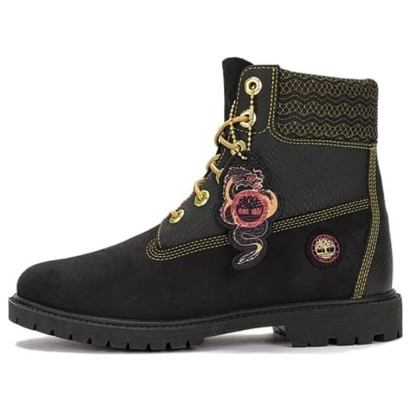 (WMNS) Timberland Lunar New Year 6 Inch Lace Up Boots 'Black Nubuck' A62TM sold by KicksCrew