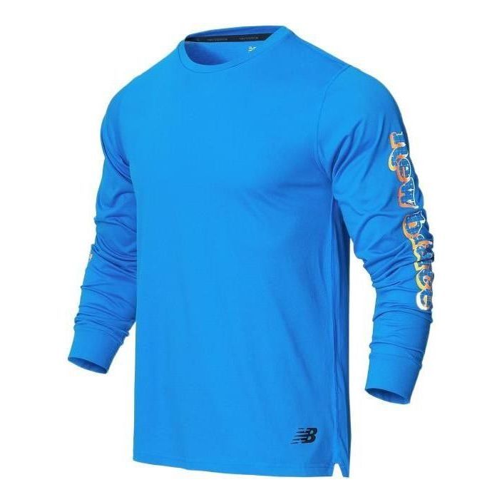 New Balance Athletic Fit Printed Long Sleeve Top 'Blue' MT21065-SBU sold by KicksCrew