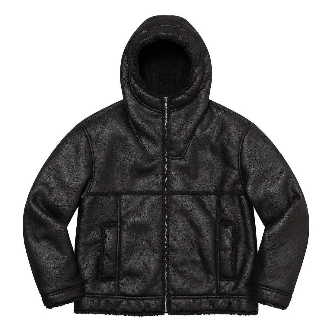 Supreme Faux Shearling Hooded Jacket 'Black' SUP-SS23-084 sold by KicksCrew