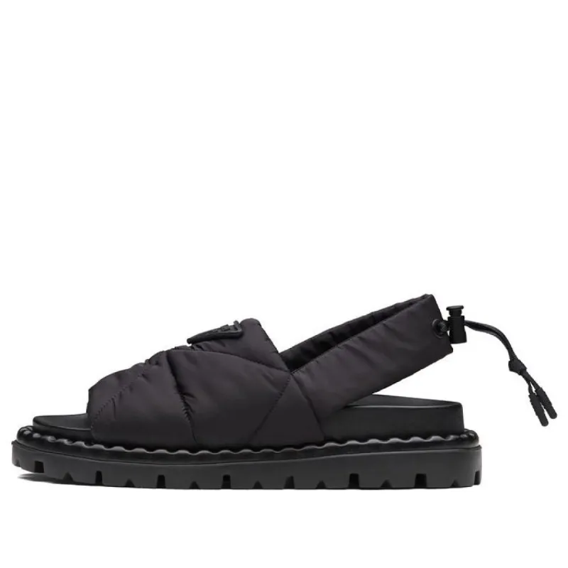 (WMNS) PRADA Triangle Logo Padded Chuncky Sandals 'Black' 1X739M_3LGO_F0002_F_020 sold by KicksCrew